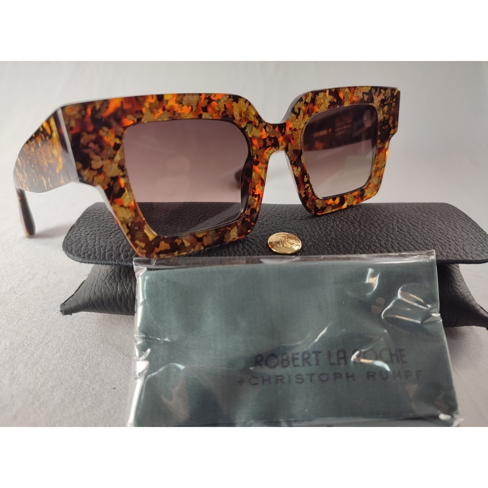 Robert La Roche x Christoph Rumpf STORM Gold Leaf Tortoise Sunglasses Italy 47mm